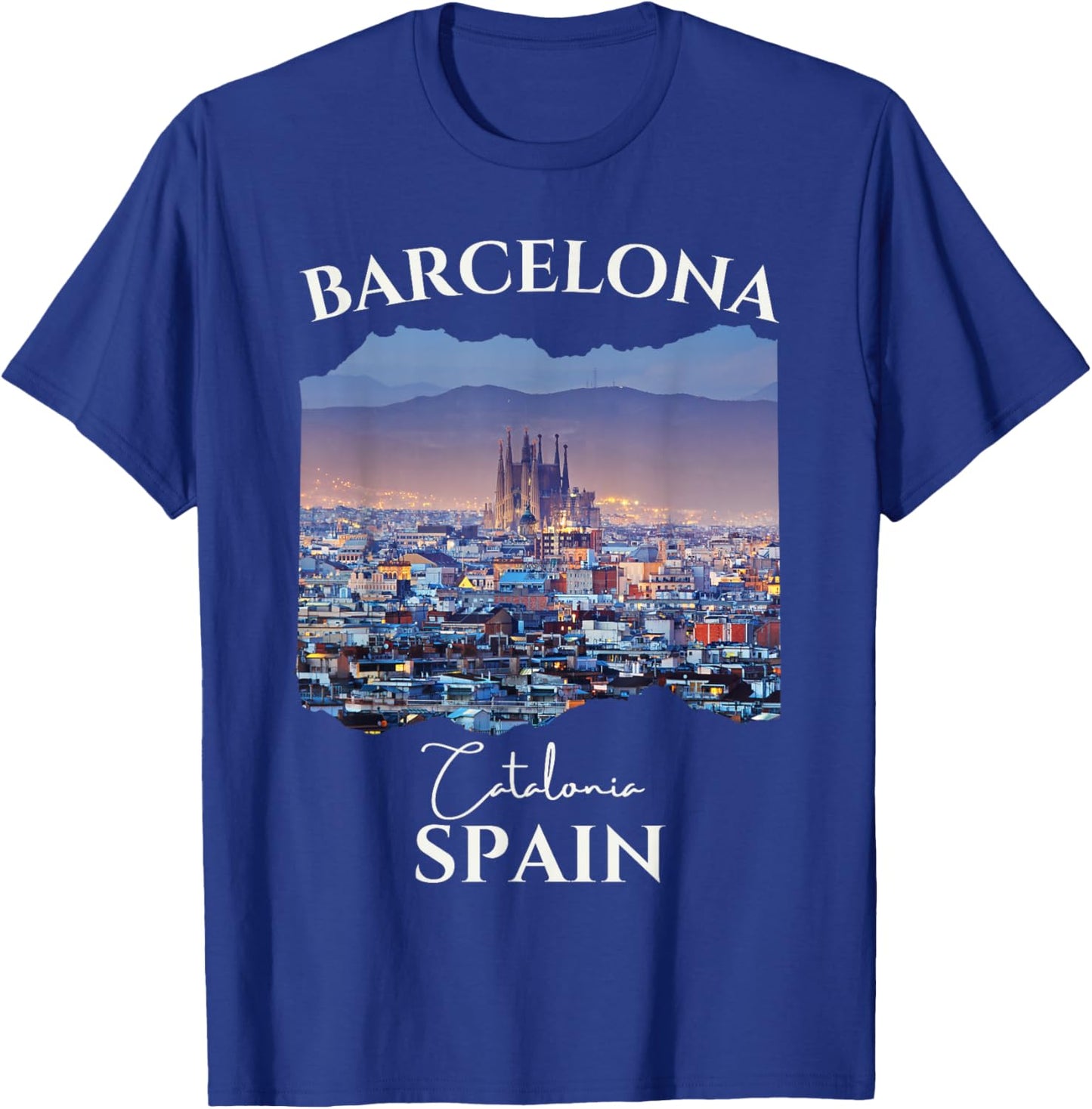 Barcelona Spain Souvenir City Skyline Family Women Men Kids T-Shirt - T-Shirt | Royal