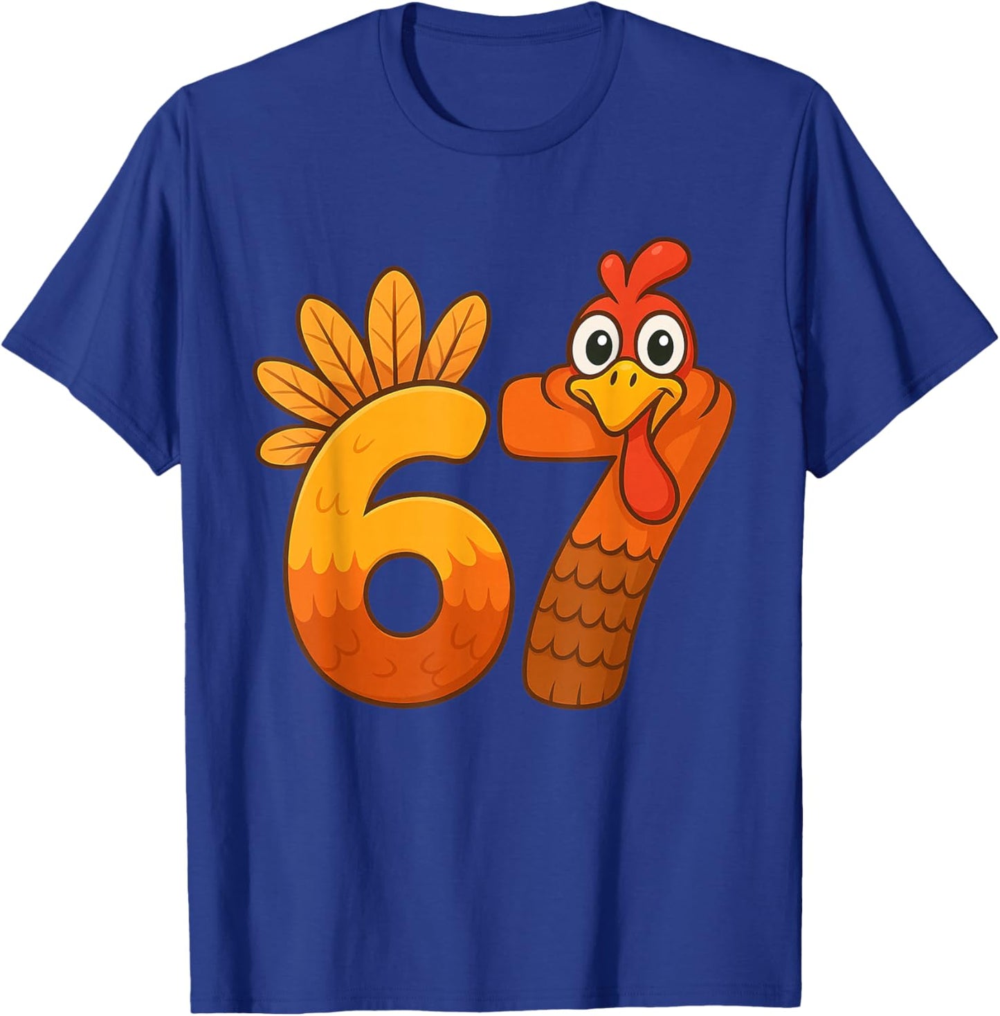 Funny Six Seven 6 7 Meme Thanksgiving Kids Boys Girls Turkey T-Shirt - T-Shirt | Royal