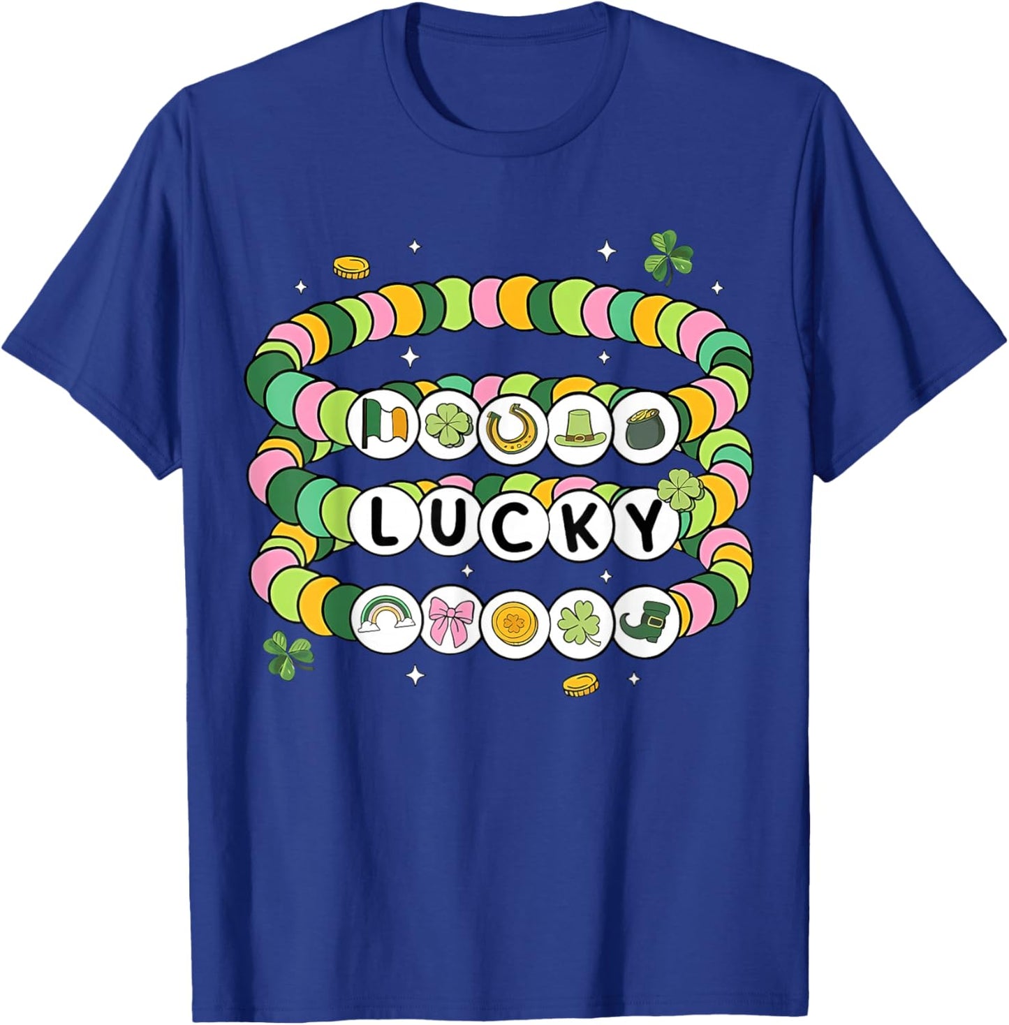 St. Patrick's Day Lucky Friendship Bracelet Girl Women Kid T-Shirt - T-Shirt | Royal