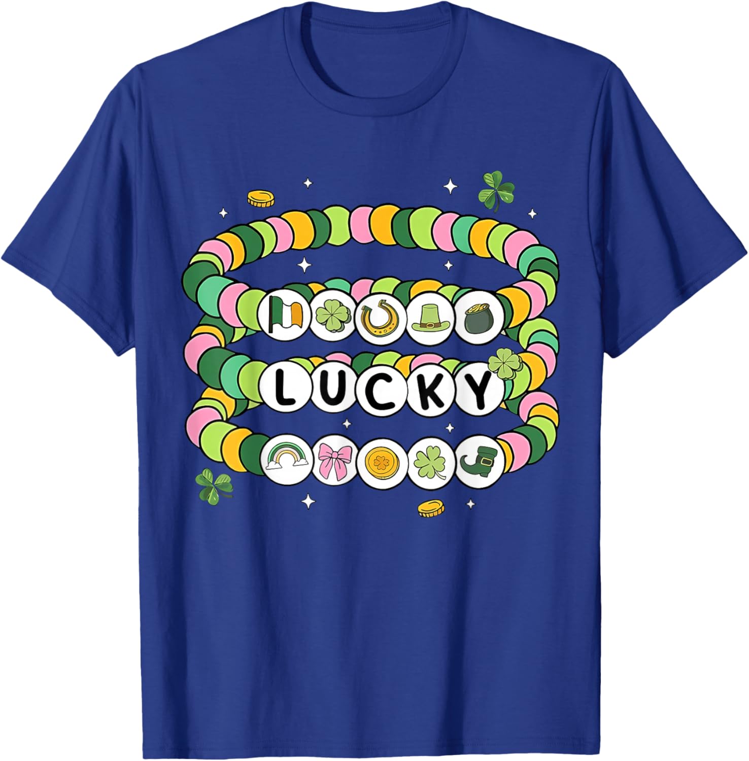 St. Patrick's Day Lucky Friendship Bracelet Girl Women Kid T-Shirt - T-Shirt | Royal
