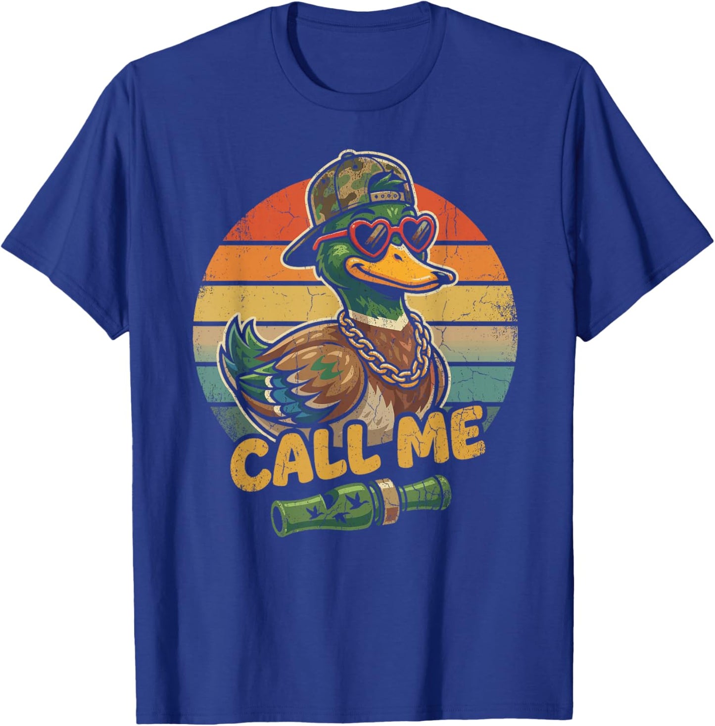 Call Me Duck Hunting Retro Valentine's Day Men Women T-Shirt - T-Shirt | Royal