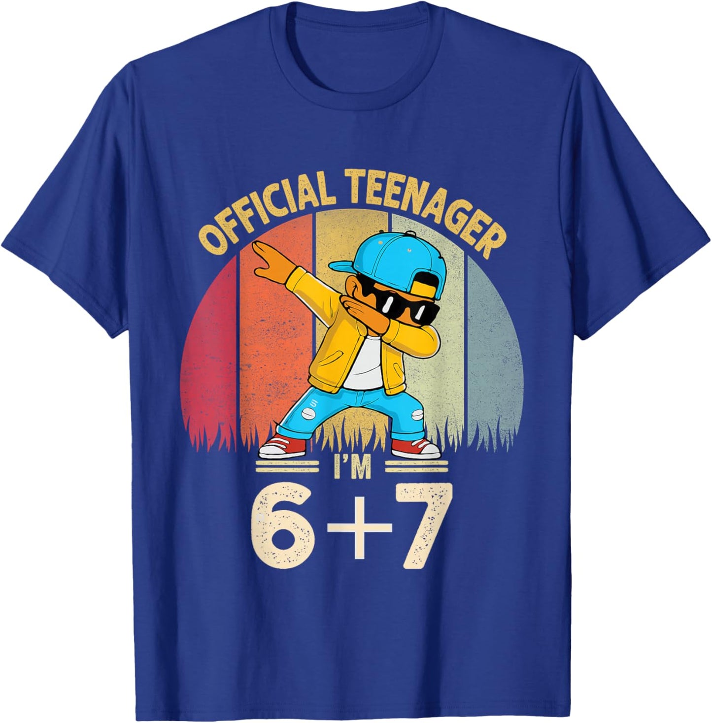 13th Birthday Boys Official Teenager Six Seven Dabbing Retro T-Shirt - T-Shirt | Royal