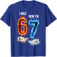 I was 6 Now I'm 7 Kids Meme Hands 7th Birthday Flames Fire T-Shirt - T-Shirt | Royal