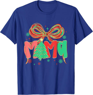 Coquette Bow Mama Christmas Tree Festive Holiday Xmas Mom T-Shirt - T-Shirt | Royal