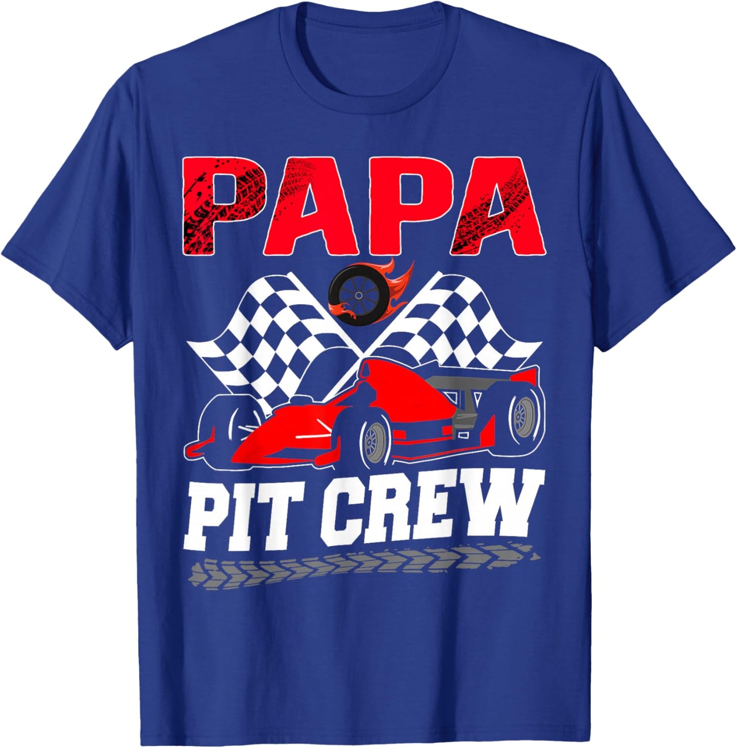 Papa Pit Crew Racing Family Race Car Birthday Boy T-Shirt - T-Shirt | Royal