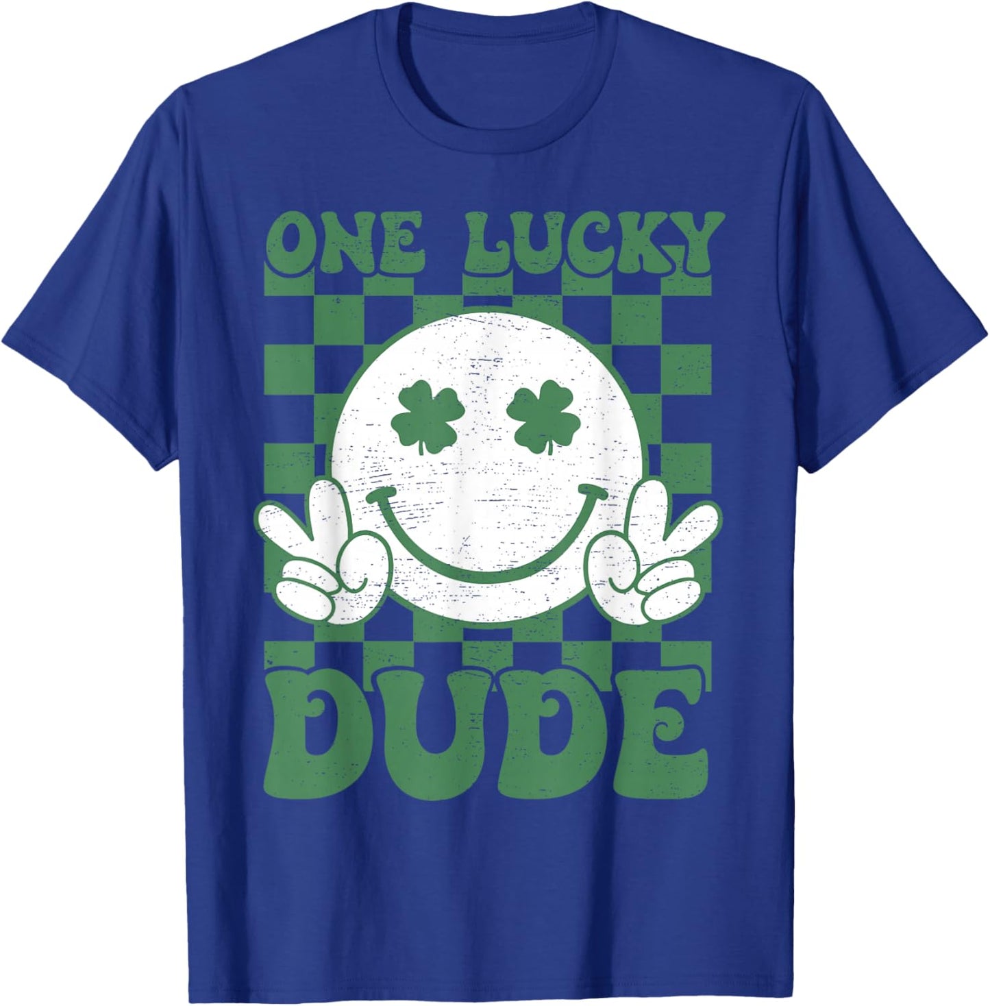 One Lucky Dude Groovy St Patrick Day Toddler Boys Kids T-Shirt - T-Shirt | Royal