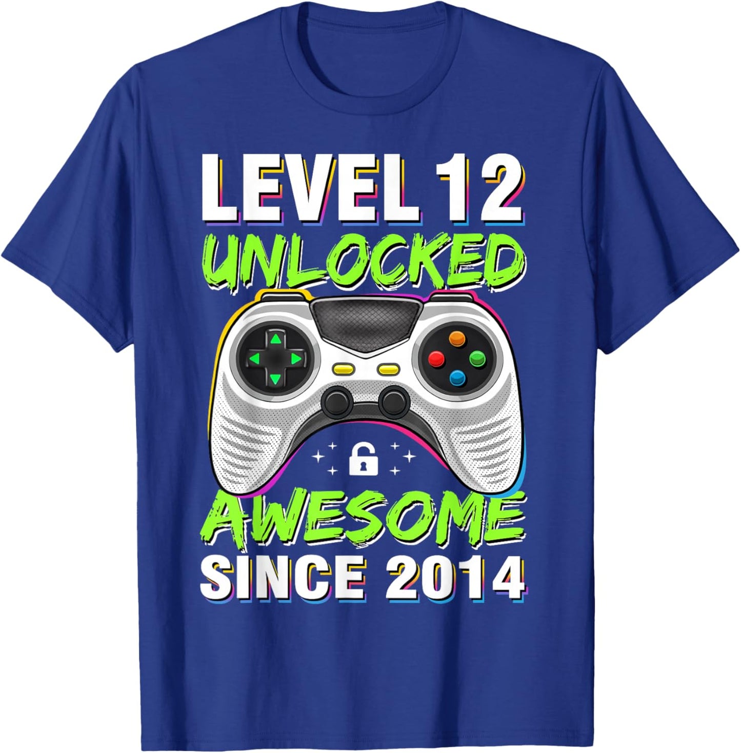 Level 12 Unlocked Awesome Since 201412th Birthday Gaming T-Shirt - T-Shirt | Royal