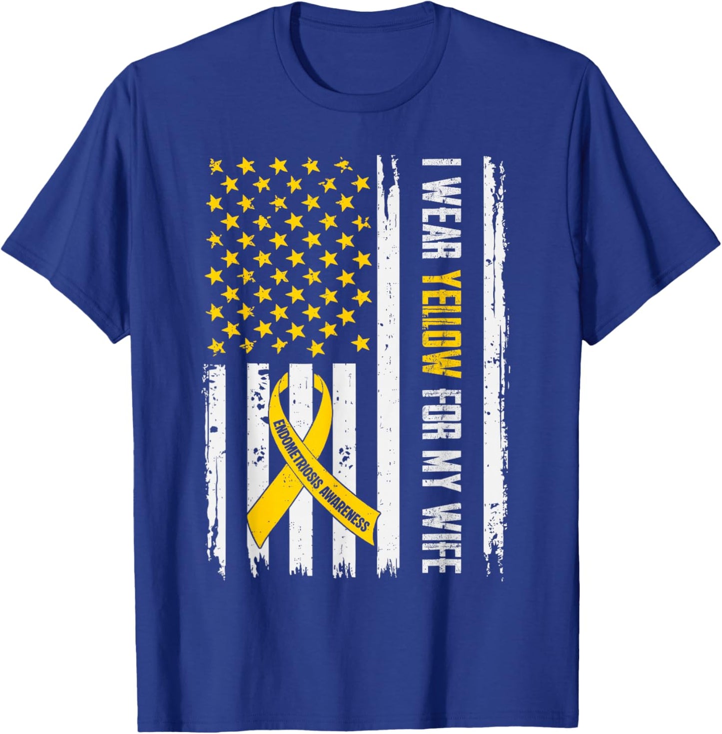 for Wife Endometriosis Awareness Flag Endo Support Husband T-Shirt - T-Shirt | Royal