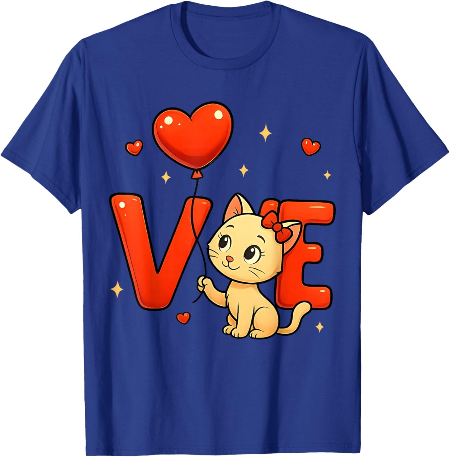 Happy Meowentine's Day Cute Cat Heart Valentine's Day T-Shirt - T-Shirt | Royal