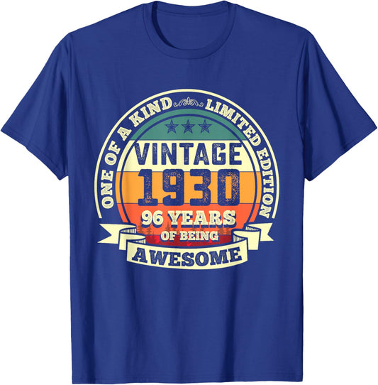 96th Birthday Gift 96 Years of Being Awesome 96 Years Old T-Shirt - T-Shirt | Royal