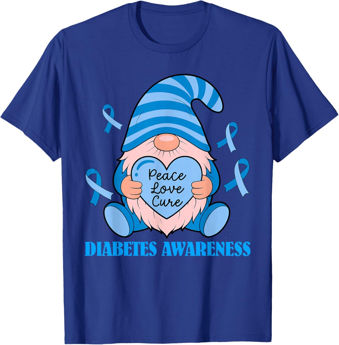 Groovy Gnome Diabetes Awareness Month Ribbon Blue Women Girl T-Shirt - T-Shirt | Royal