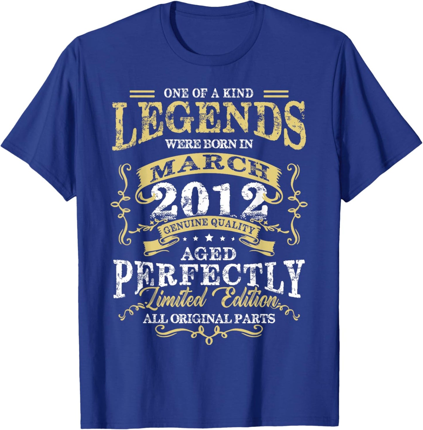 14th Birthday Gift Legend Born in March 2012 14 Yrs Old T-Shirt - T-Shirt | Royal