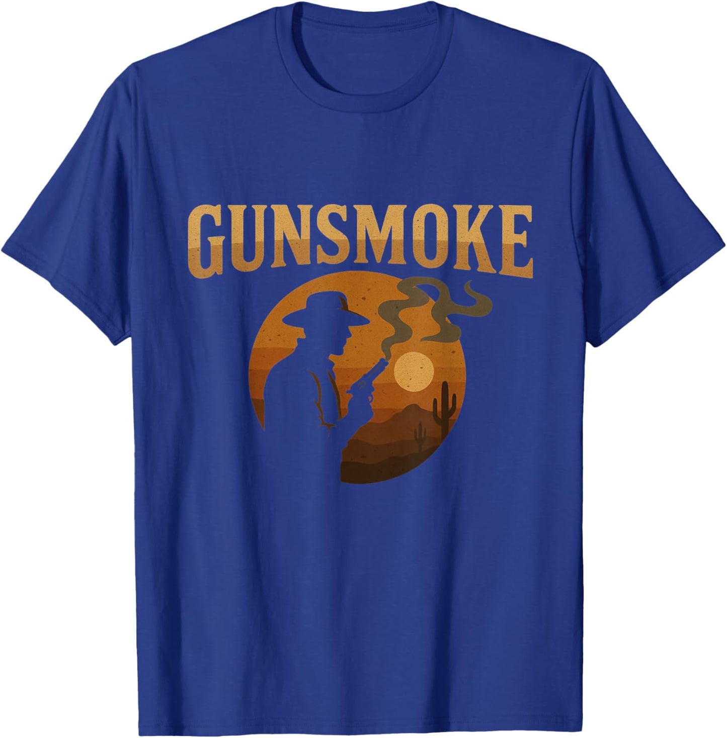 Gunsmoke Cowboy Silhouette Western Sunset T-Shirt - T-Shirt | Royal