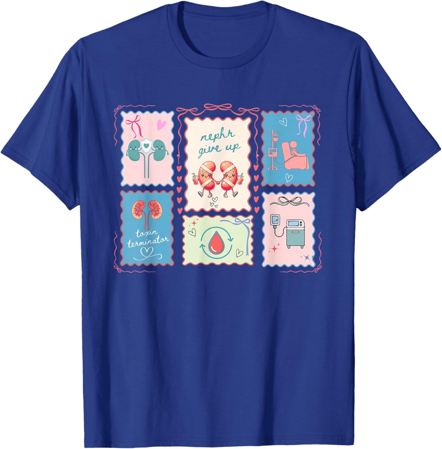 Women Dialysis Nurse Valentine Stamp Kidney Nephrology RN T-Shirt - T-Shirt | Royal