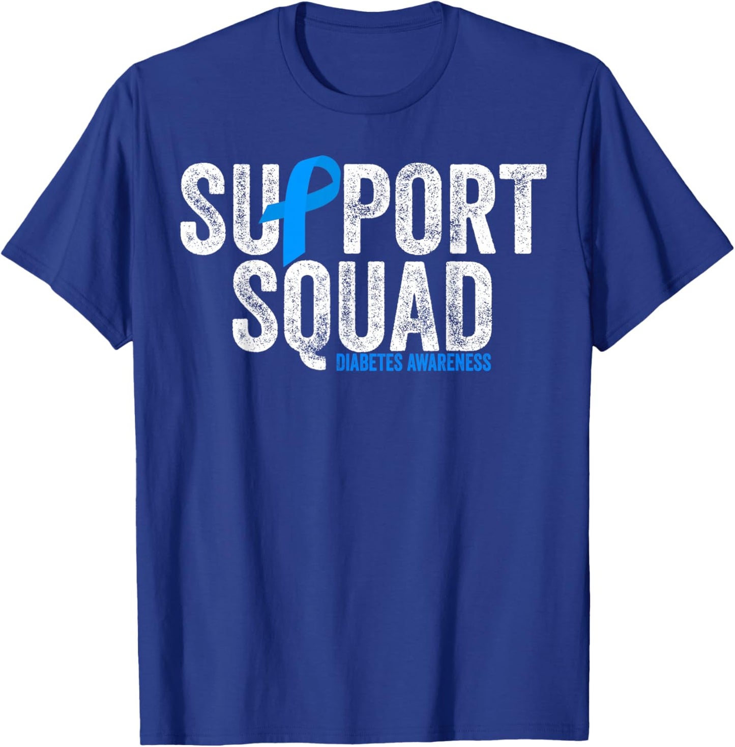 Support Squad Type 1 Diabetes Awareness T1D Blue Ribbon T-Shirt - T-Shirt | Royal
