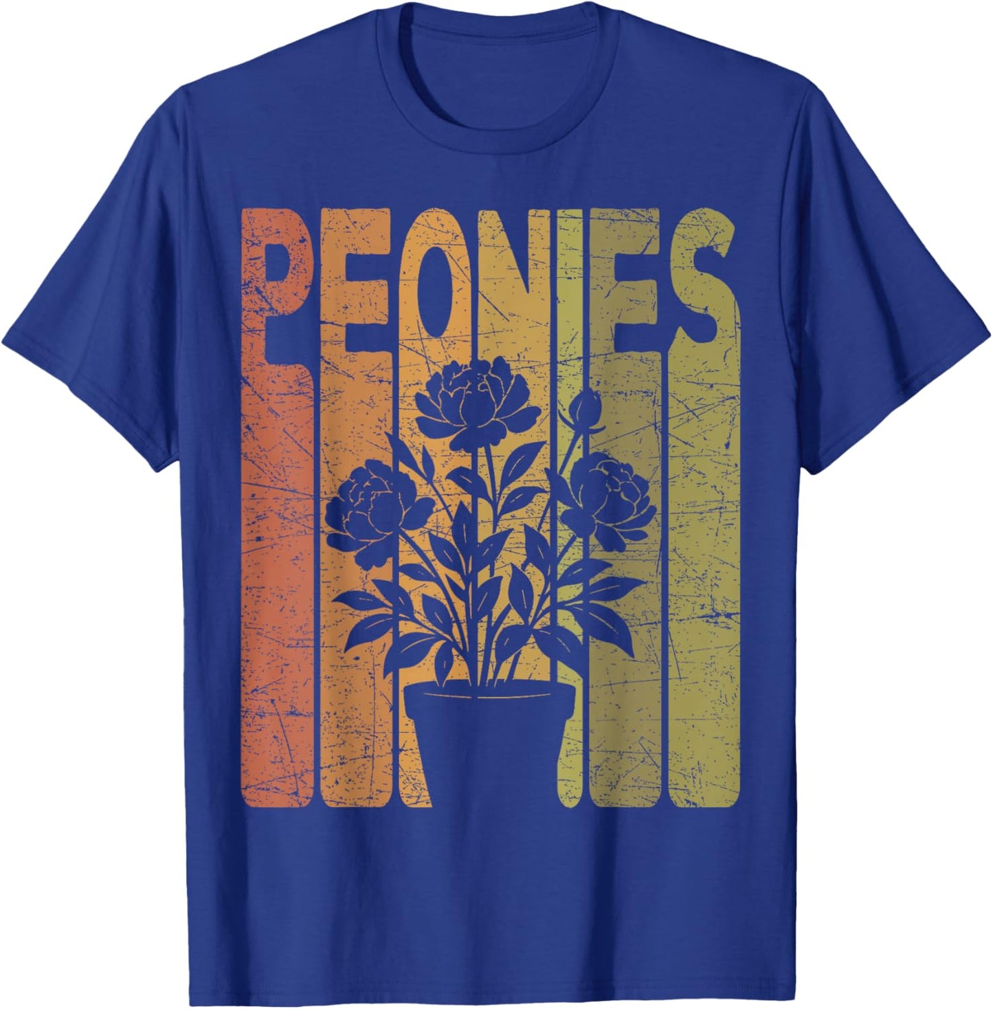 Peonies Vintage Botanist Retro Peonies Gardening T-Shirt - T-Shirt | Royal