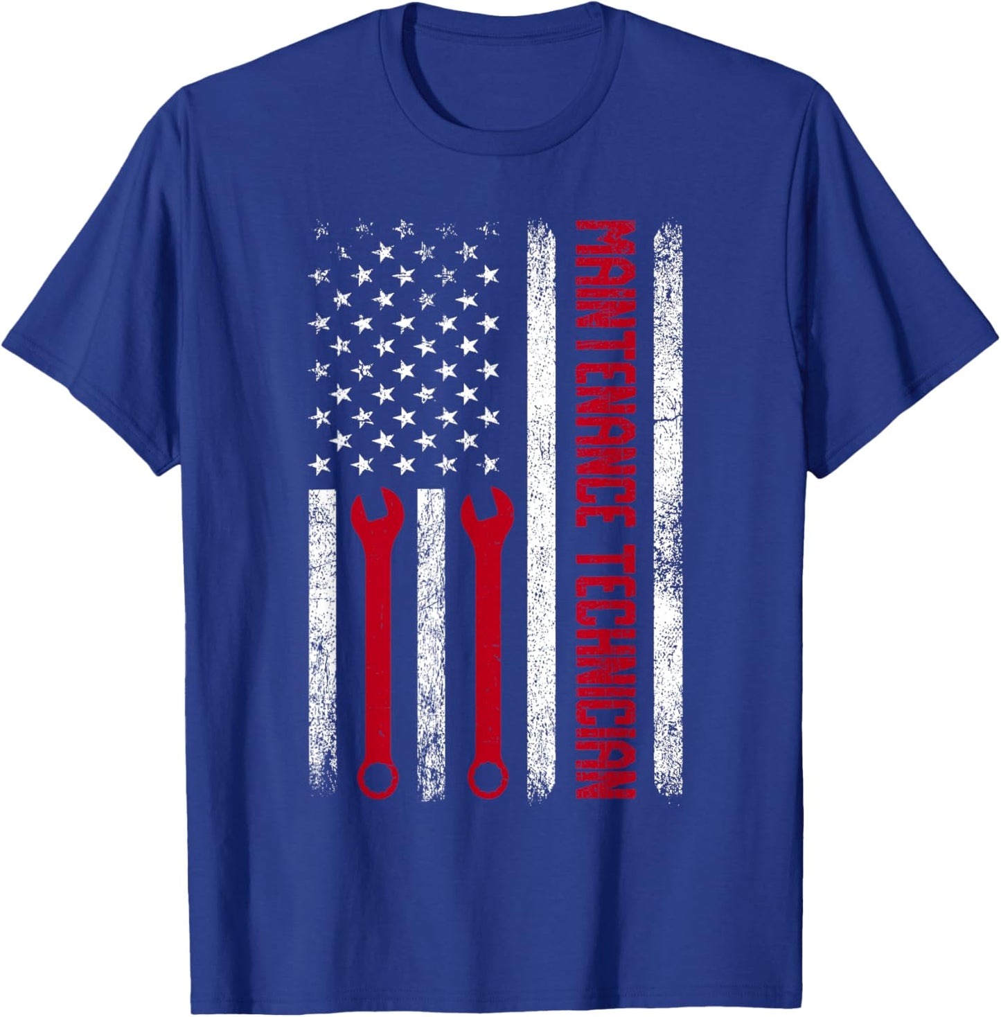 Funny Maintenance Technician American Flag Repairman Worker T-Shirt - T-Shirt | Royal