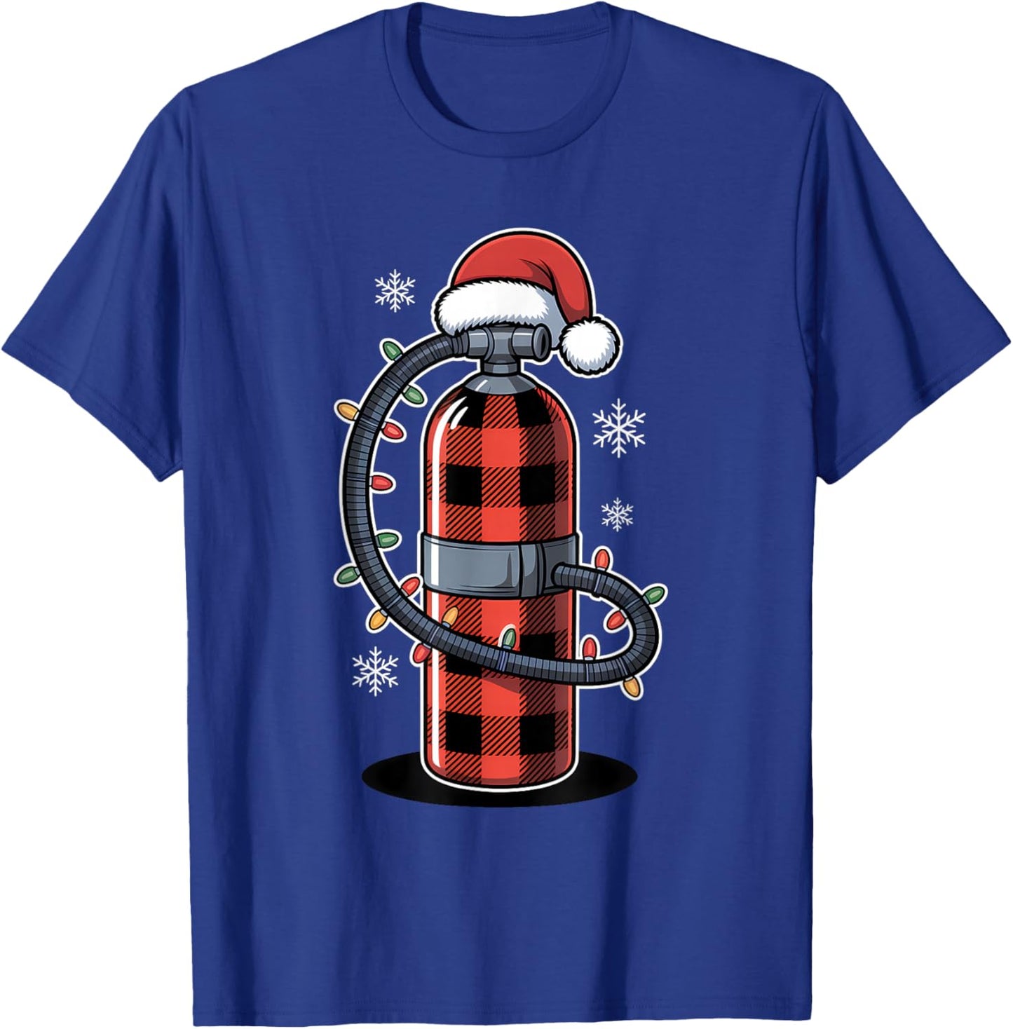 Christmas Buffalo Plaid Scuba Diving Tank with Santa Hat T-Shirt - T-Shirt | Royal