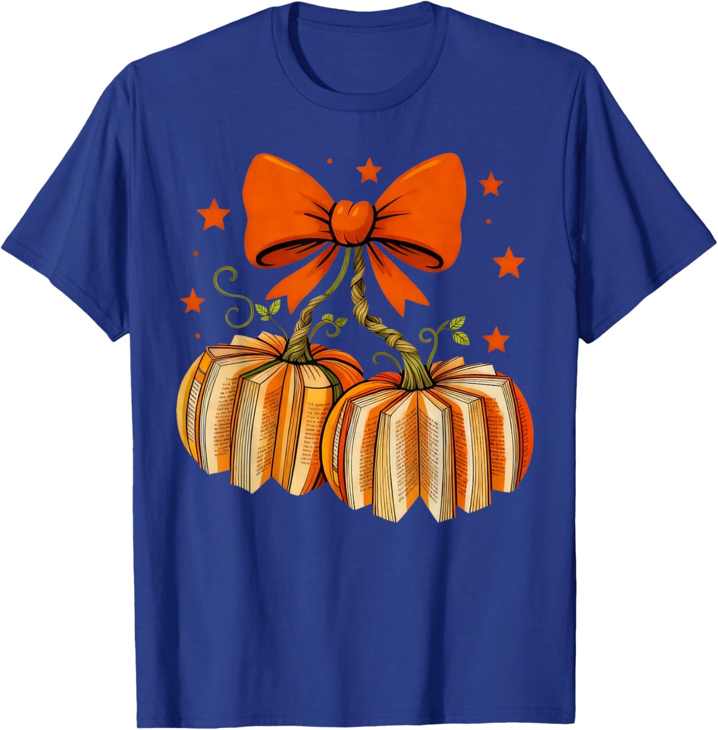 Vintage Coquette Book Pumpkin Cherries Teacher Halloween T-Shirt - T-Shirt | Royal