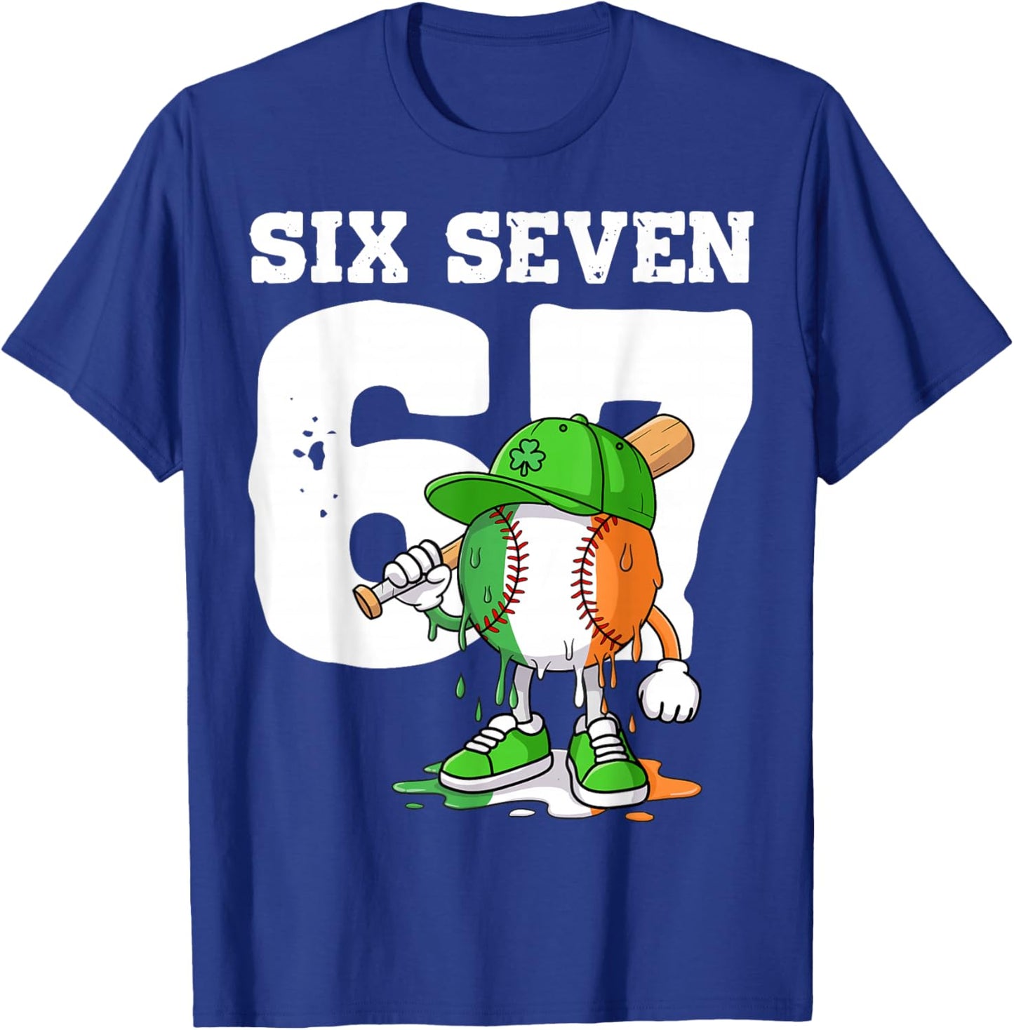 Boys St Patricks Day 67 Six Seven Baseball Ice Cream Drip T-Shirt - T-Shirt | Royal