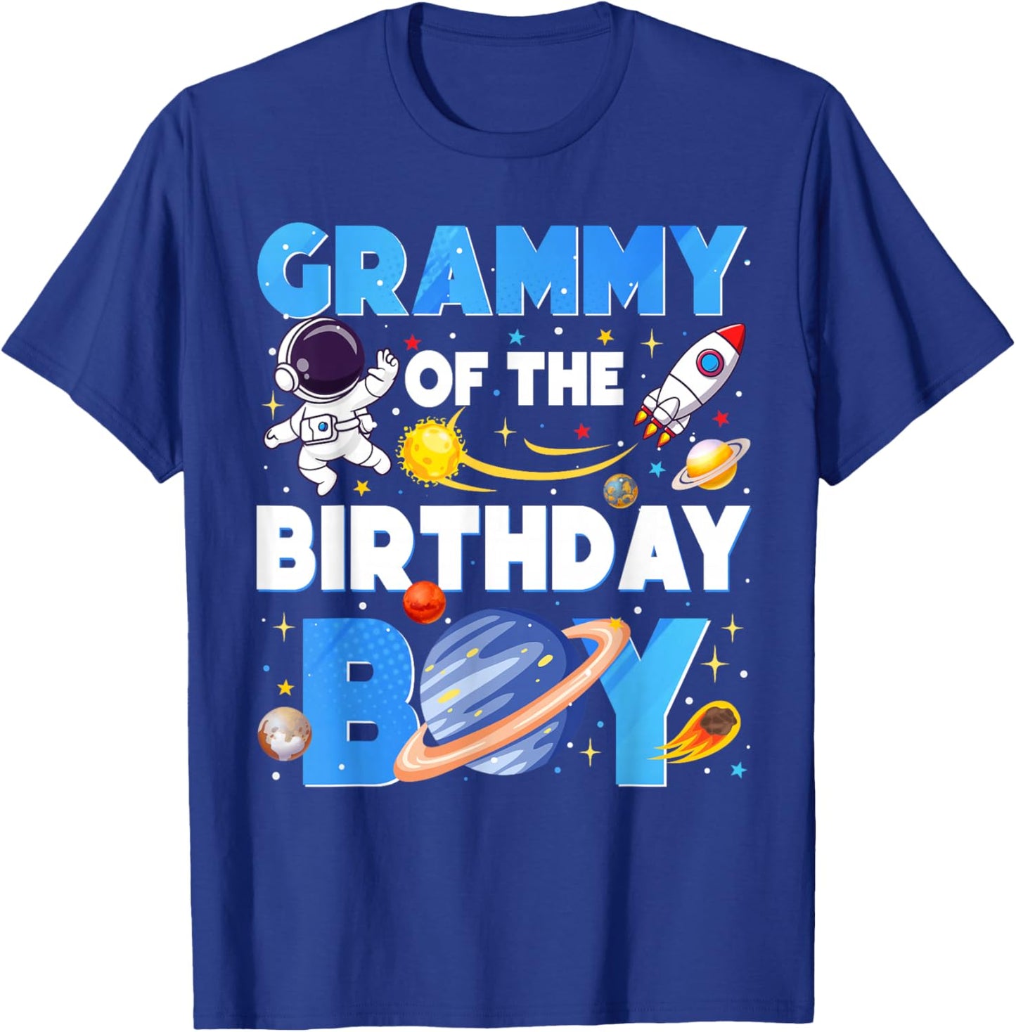 Family Space Planets Grammy of The Birthday Boy Astronaut T-Shirt - T-Shirt | Royal