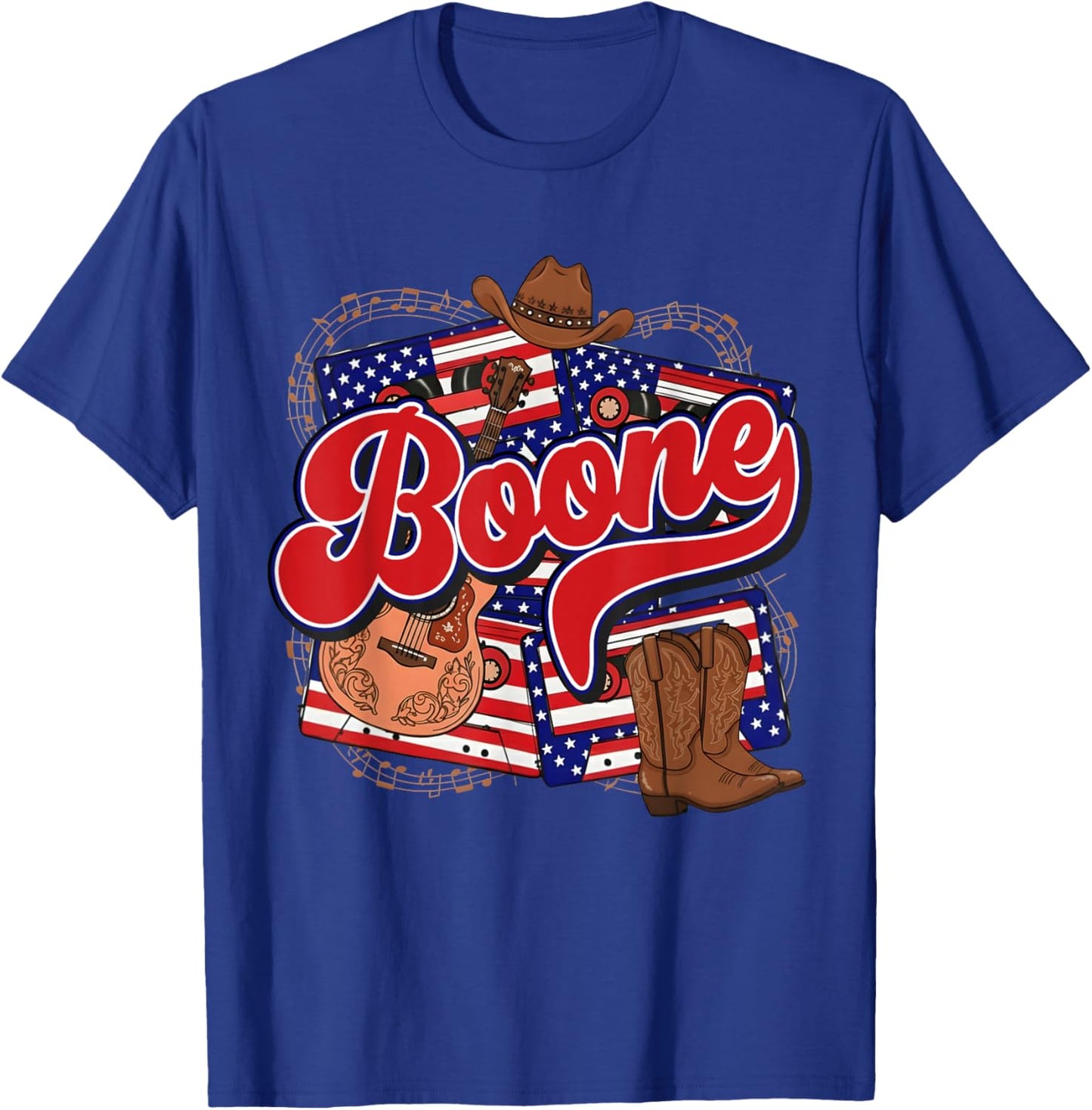 Boone Checkered Personalized Name Vintage US Flag Retro T-Shirt - T-Shirt | Royal
