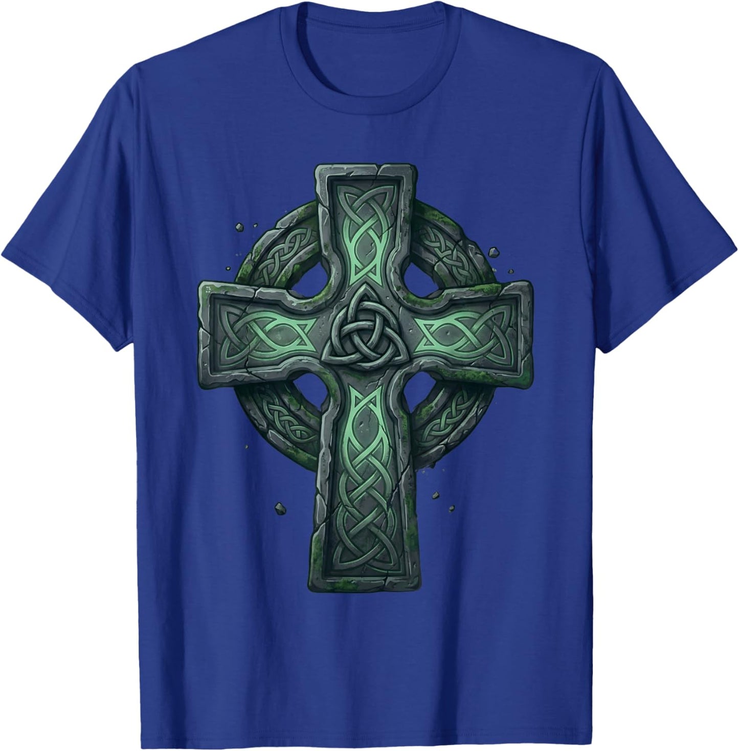 Vintage Mossy Stone Celtic Cross Irish Heritage St Patrick T-Shirt - T-Shirt | Royal