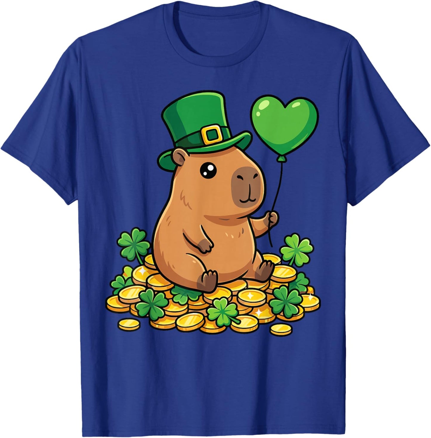 Lucky Capybara St Patricks Day Clover Leprechaun Hat Kawaii T-Shirt - T-Shirt | Royal