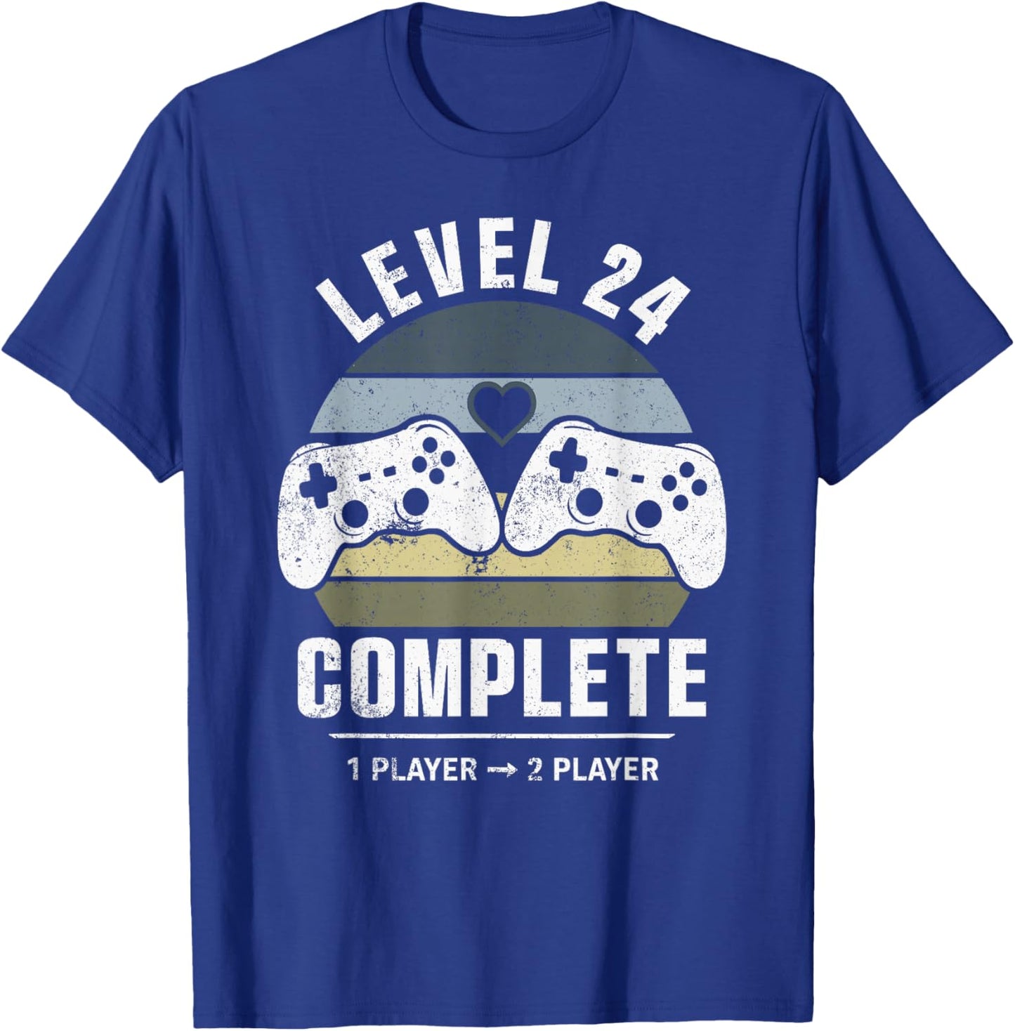 24th Wedding Anniversary Him Her Retro Level 24 Complete T-Shirt - T-Shirt | Royal