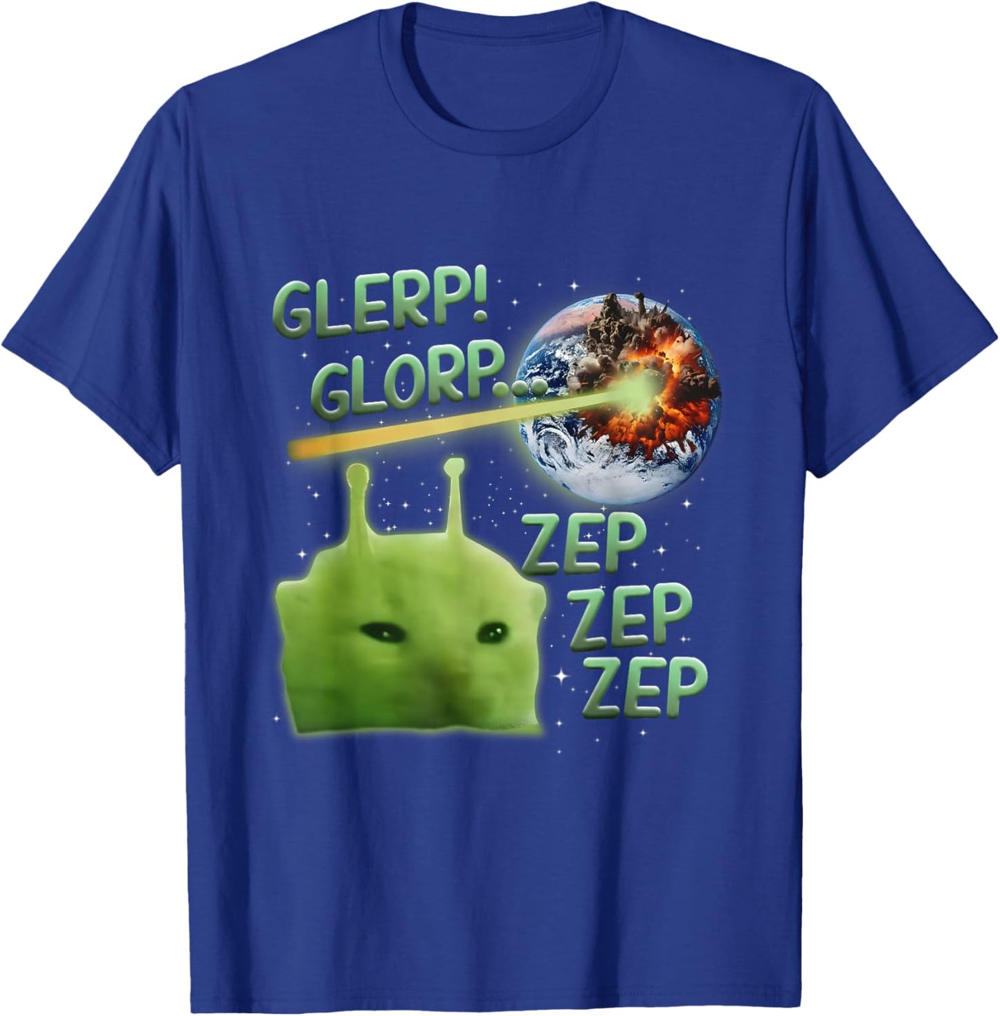 Glerp Glorp Funny Alien Cat Meme, Brainrot T-Shirt - T-Shirt | Royal