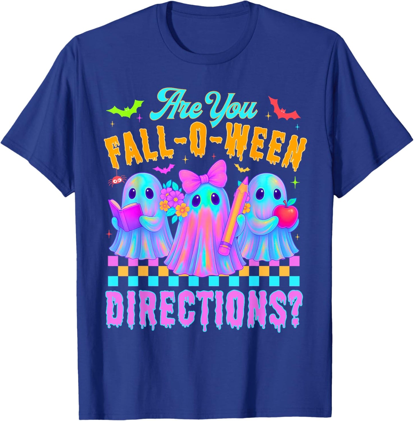 are You Fall o Ween Directions Funny Halloween Ghost Teacher T-Shirt - T-Shirt | Royal