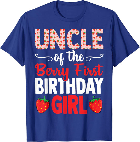 Uncle Berry First Birthday Girl Cute Strawberry T-Shirt - T-Shirt | Royal