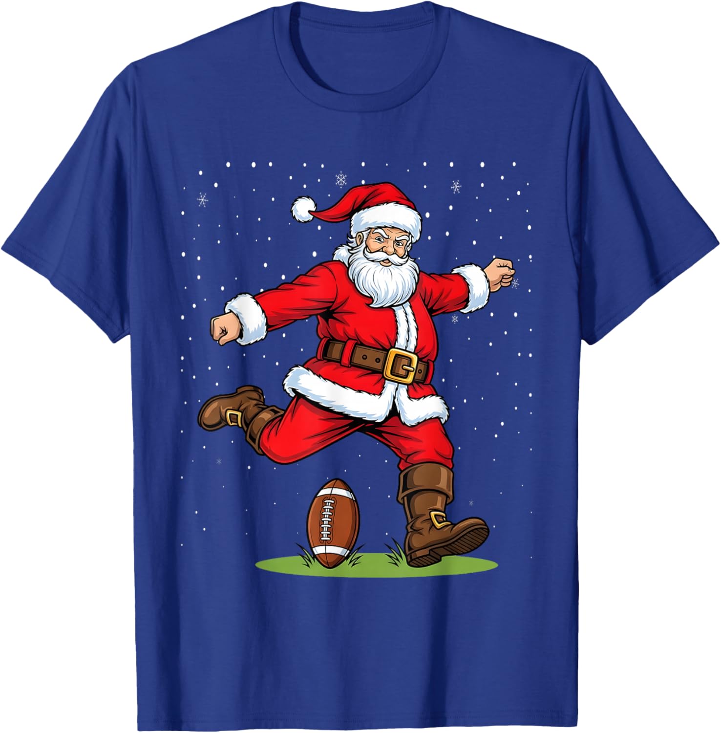 Funny Santa Football Christmas T-Shirt - T-Shirt | Royal