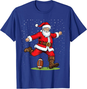 Funny Santa Football Christmas T-Shirt - T-Shirt | Royal