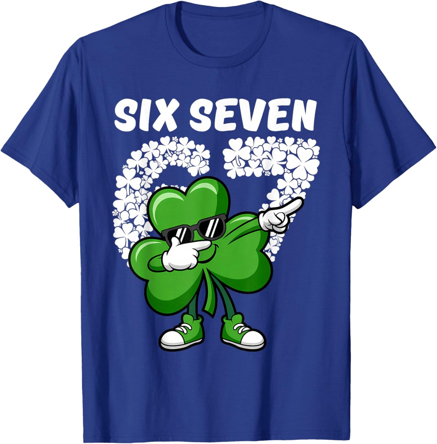 St Patrick's Day Boys Kids Shamrock Dabbing Six Seven 67 T-Shirt - T-Shirt | Royal