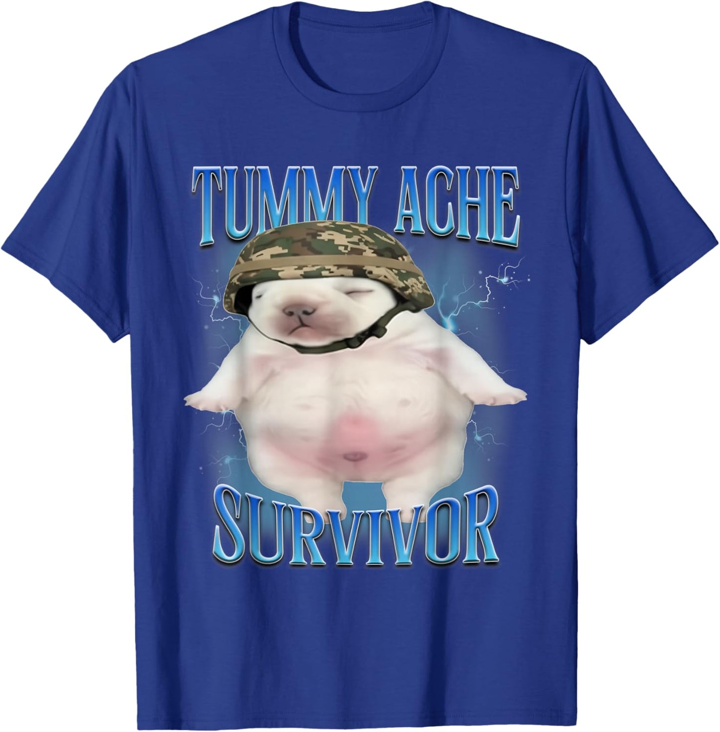 Tummy Ache Survivor Funny Pibble Graphic Meme Brainrot T-Shirt - T-Shirt | Royal