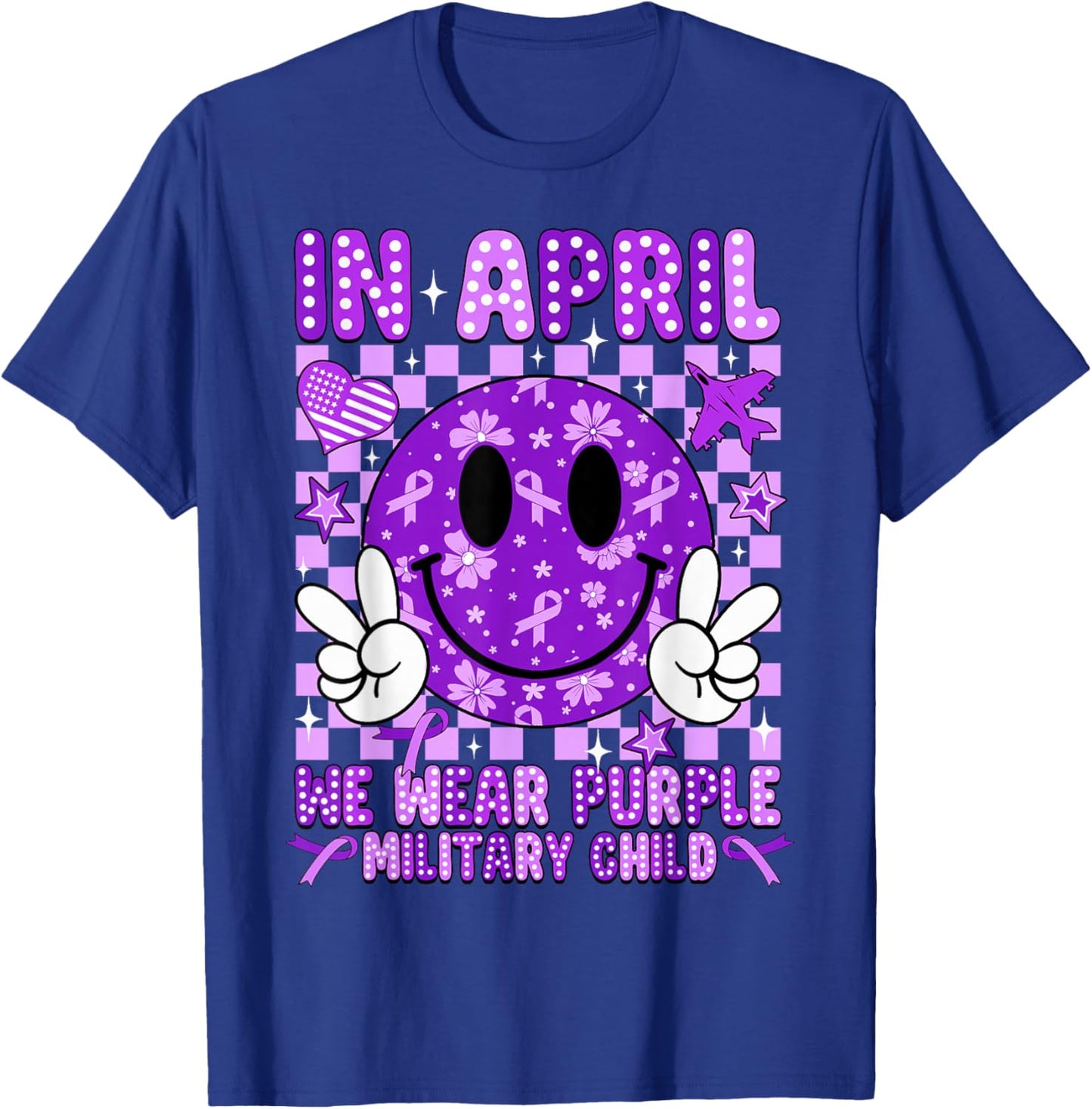 in April We Wear Purple for Military Kids Military Child T-Shirt - T-Shirt | Royal
