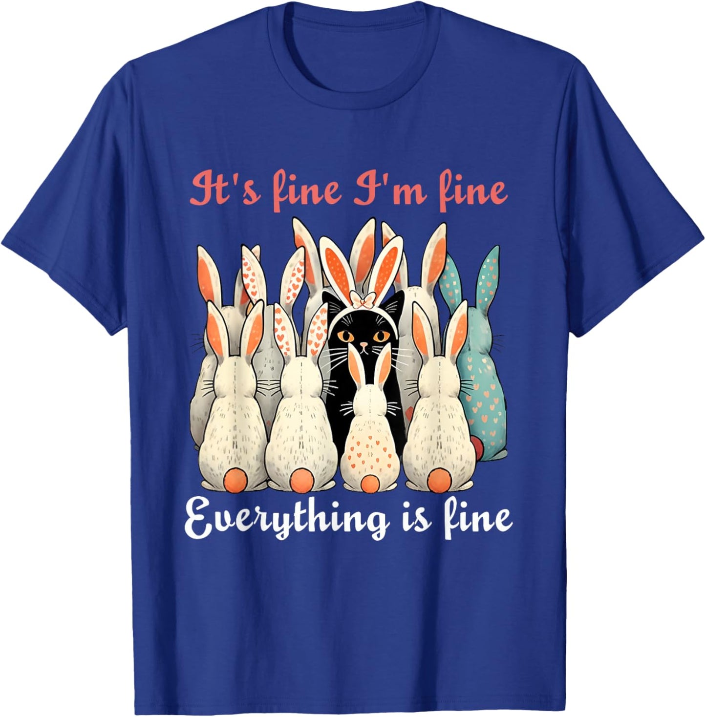 Funny Black Cat Bunny Cat Easter Bunny Ears T-Shirt - T-Shirt | Royal