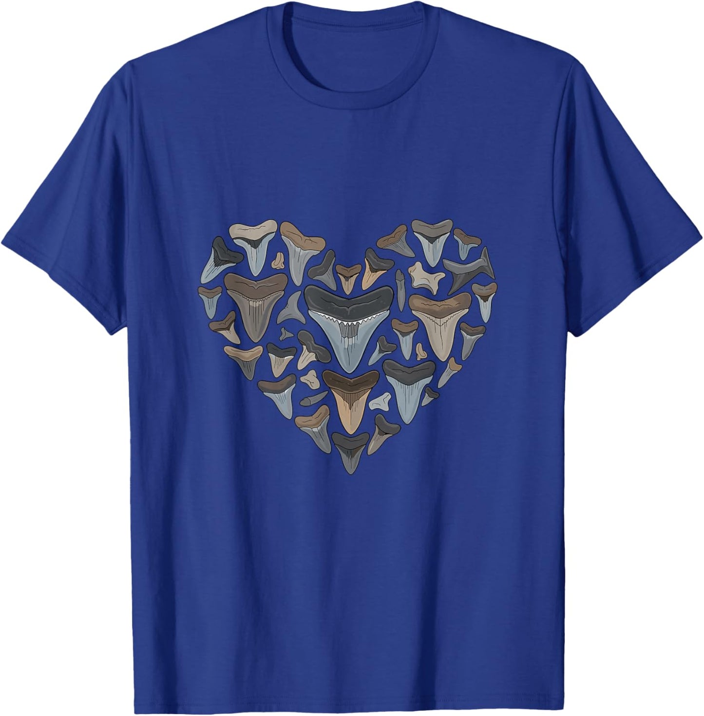 Shark Tooth Heart Fossil Collector Ocean Lover T-Shirt - T-Shirt | Royal