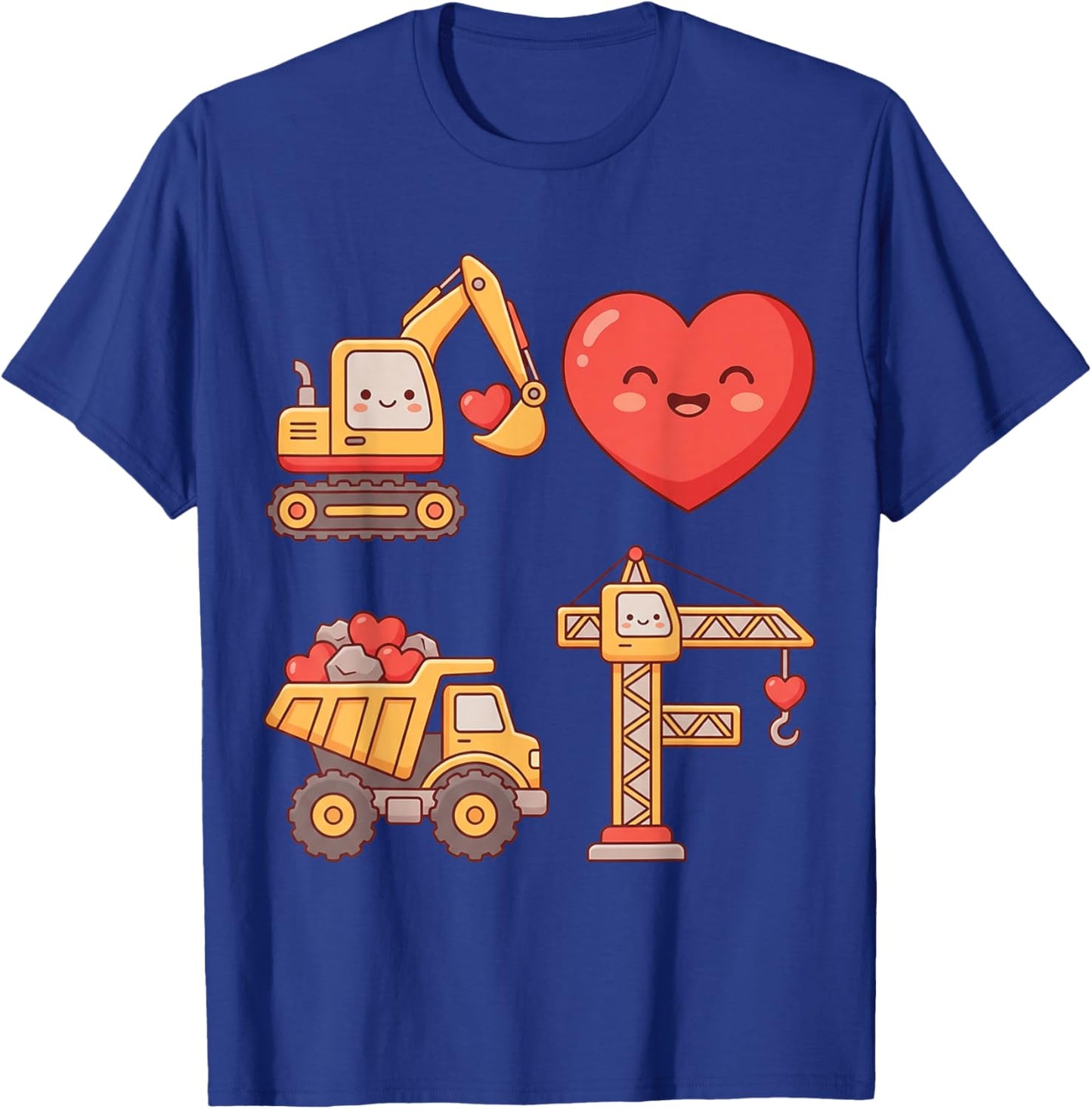 Kids Valentine Construction Trucks Boys Toddler T-Shirt - T-Shirt | Royal