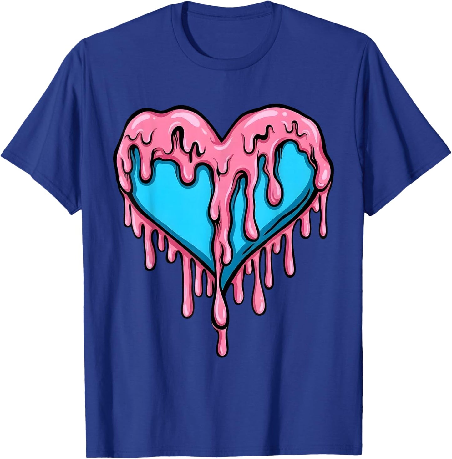 Gamma Blue Art Heart Ice Cream Dripping Valentine Day T-Shirt - T-Shirt | Royal