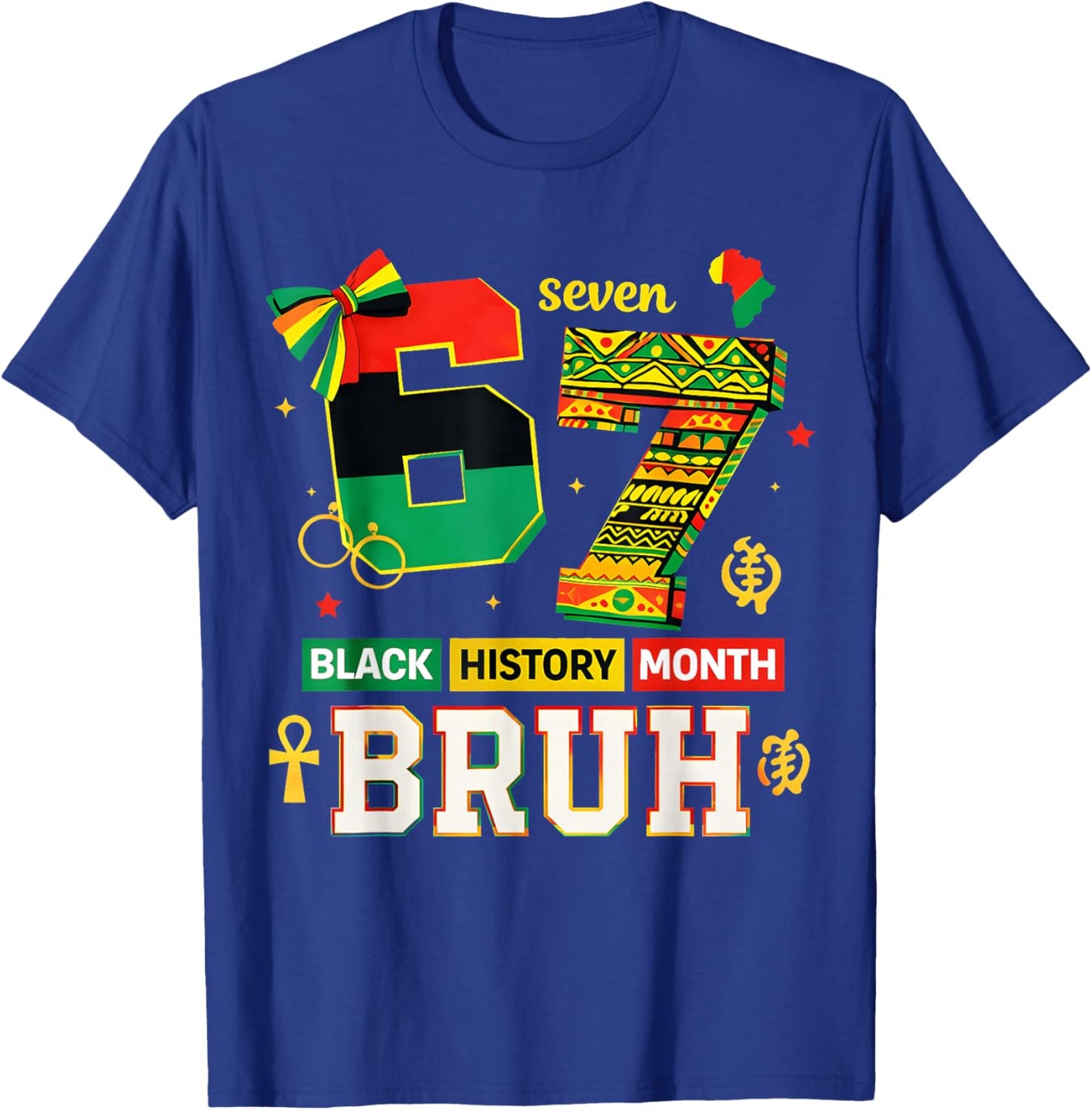 Bruh 67 Black History Month for Kids Boys African American T-Shirt - T-Shirt | Royal