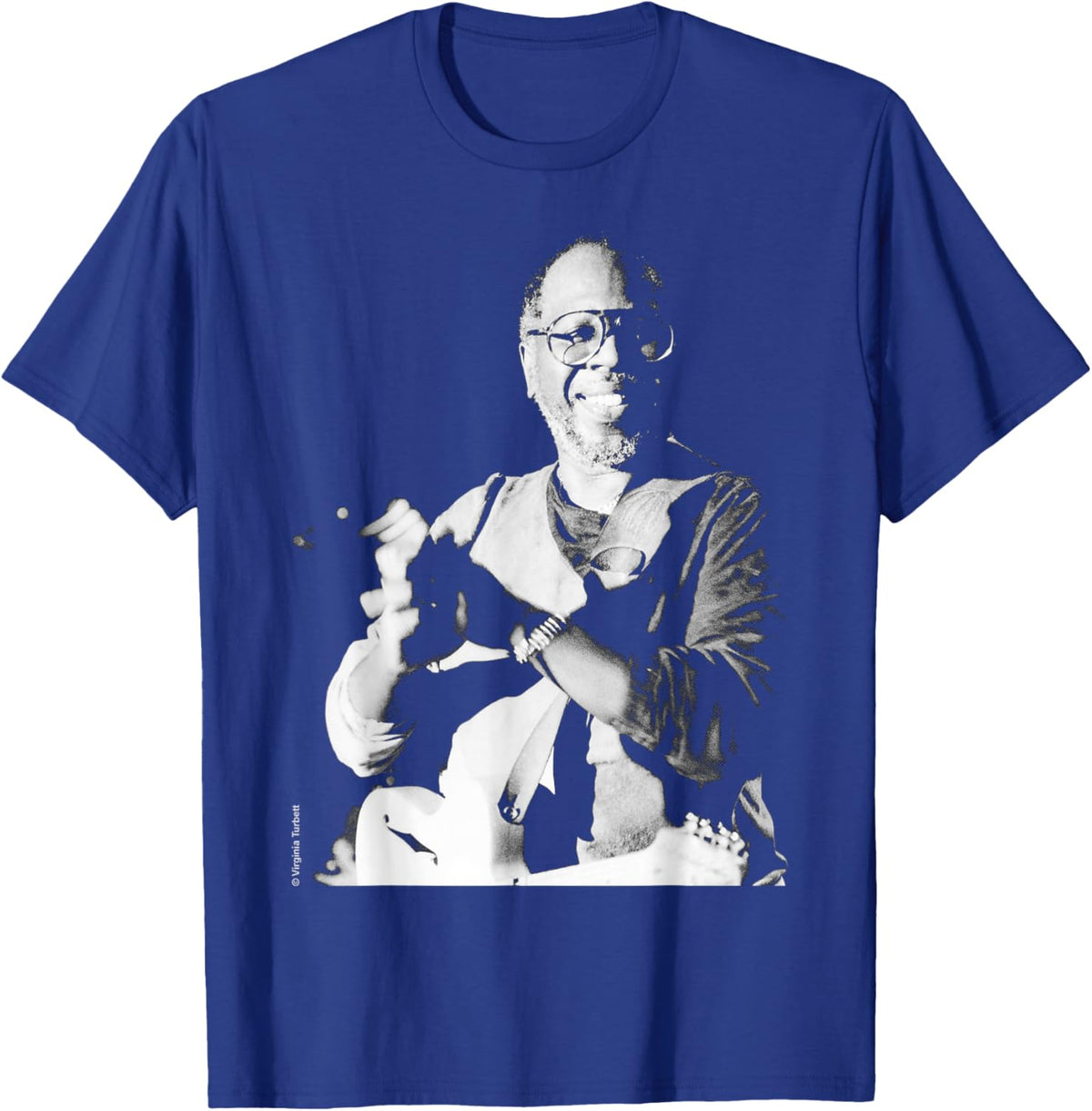 Curtis Mayfield Soul Live Liverpool 1984 by Virginia Turbett T-Shirt - T-Shirt | Royal