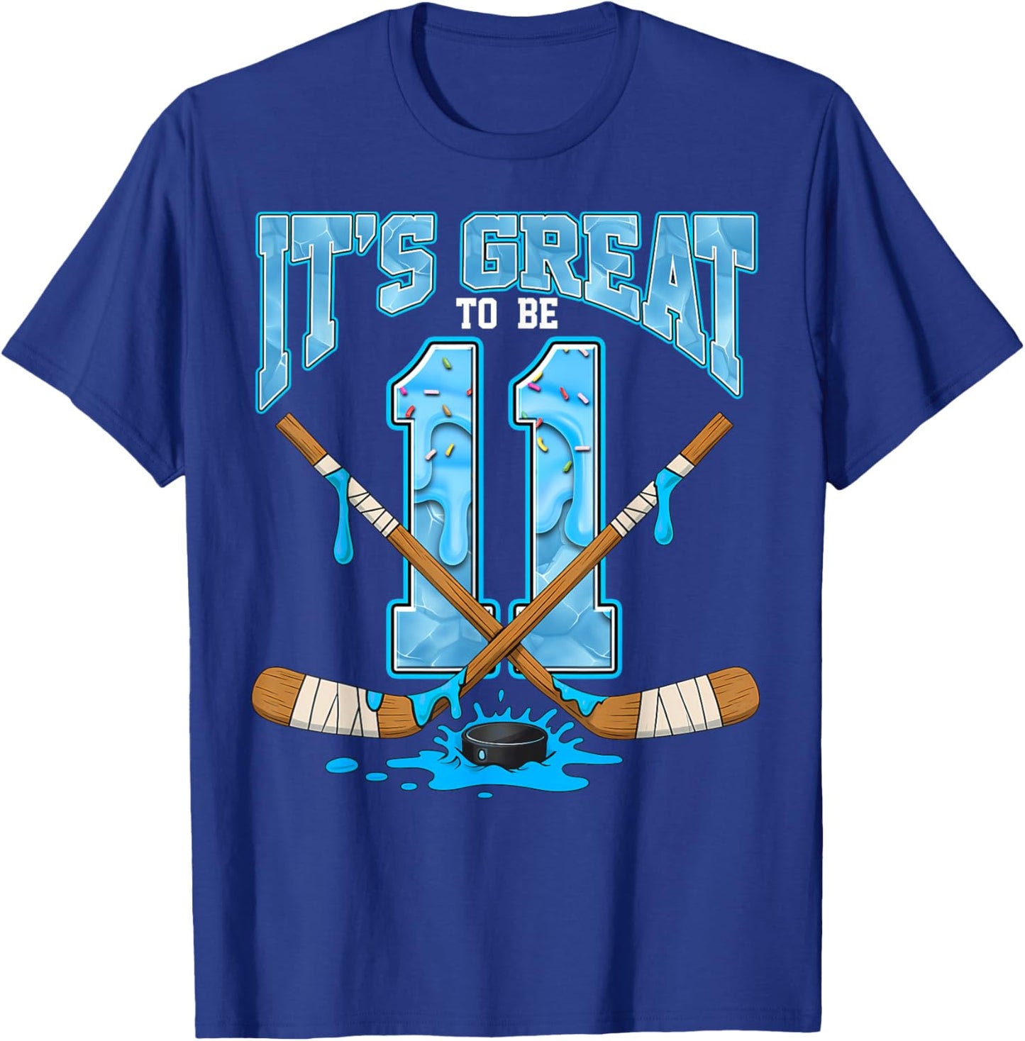 11th Birthday Hockey Lovers It's Great to Be 11 Years Old T-Shirt - T-Shirt | Royal