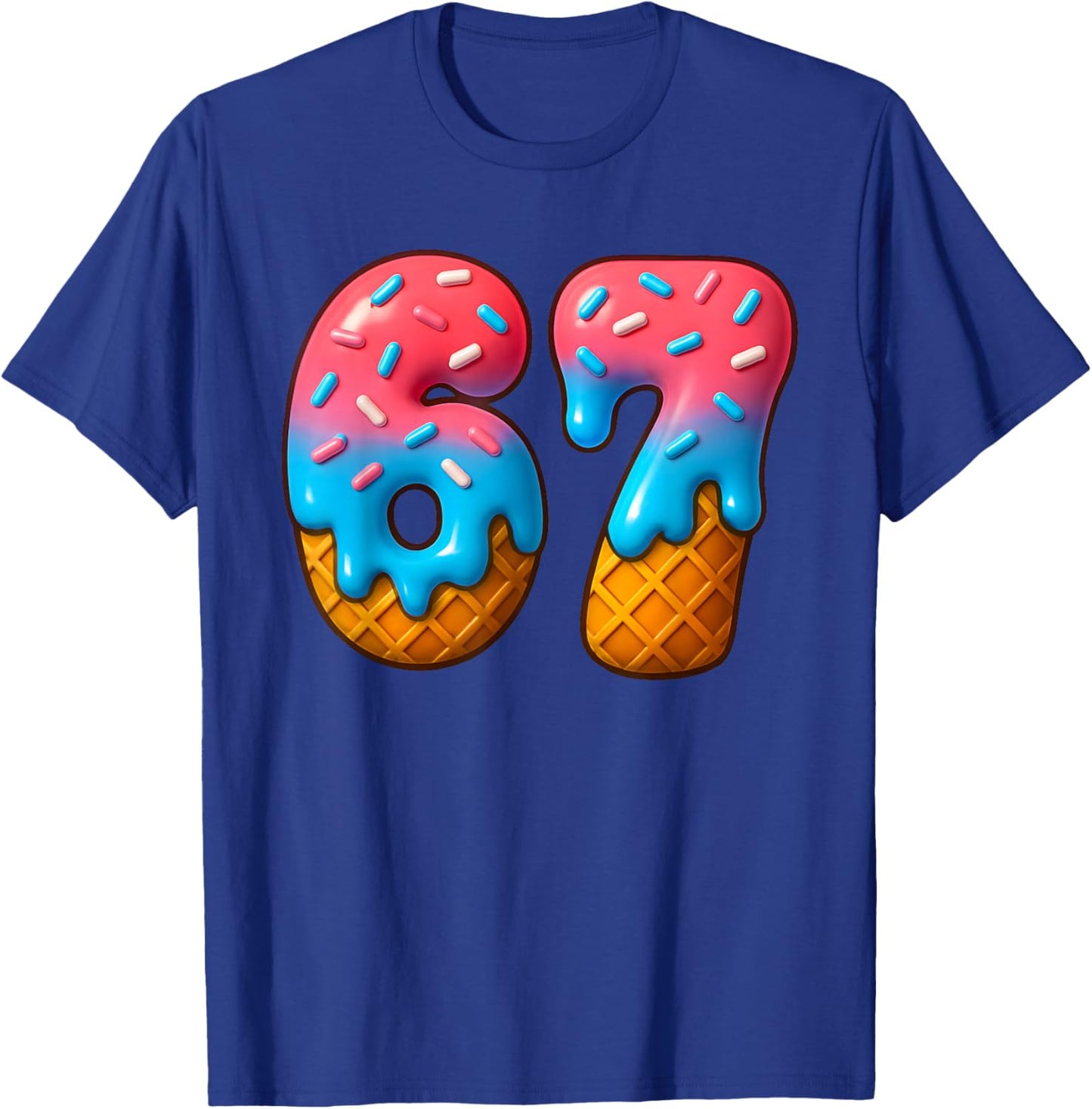 67 Meme Ice Cream Drip 6 7 Gen Alpha Slang Funny Six Seven T-Shirt - T-Shirt | Royal