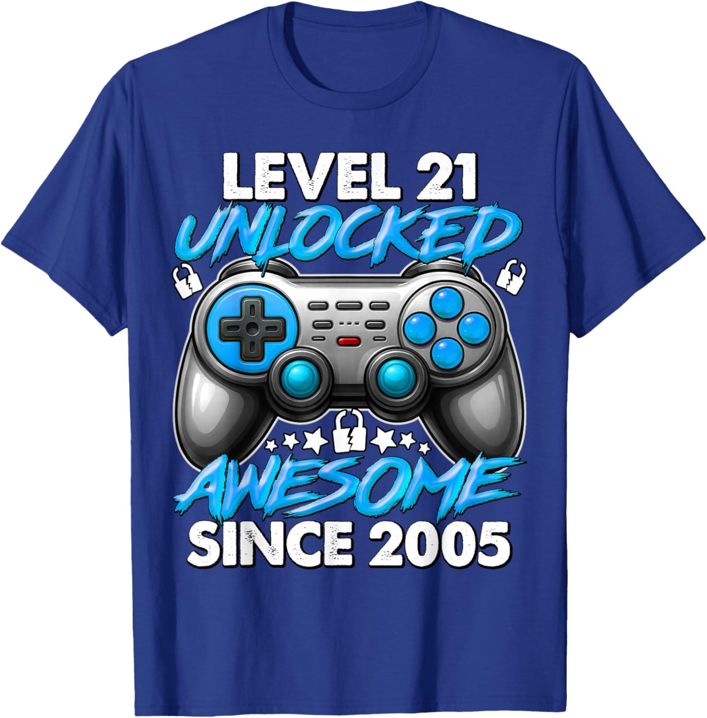Level 21 Unlocked 21 Year Old Gifts Boys 21st Birthday Boy T-Shirt - T-Shirt | Royal