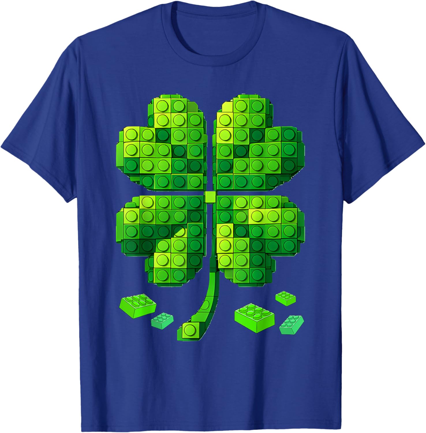 St Patricks Day Building Blocks Shamrock Bricks Kids Builder T-Shirt - T-Shirt | Royal