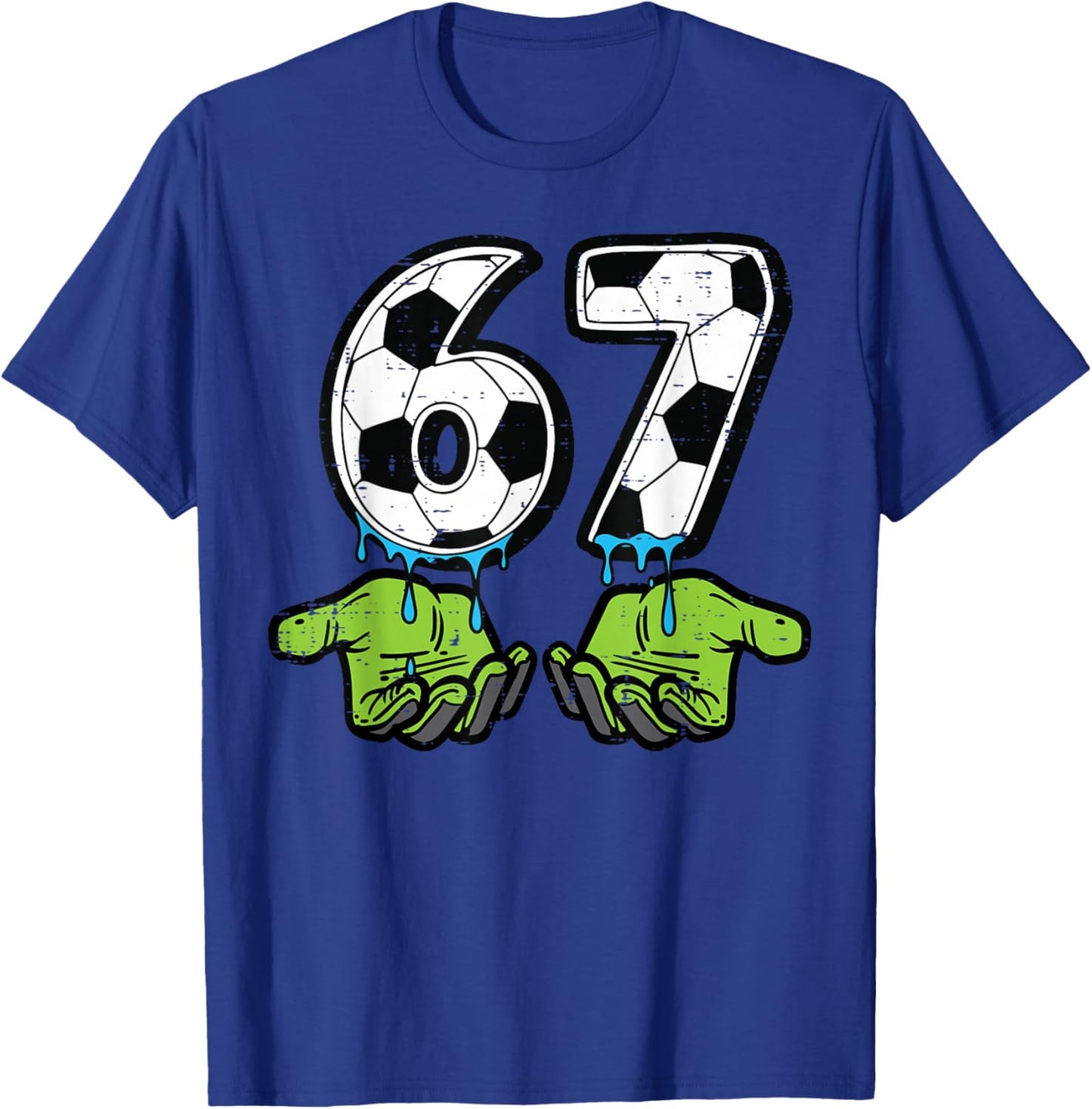 6 7 Meme Soccer Drip Funny 67 Six Seven Kids Boys Youth T-Shirt - T-Shirt | Royal