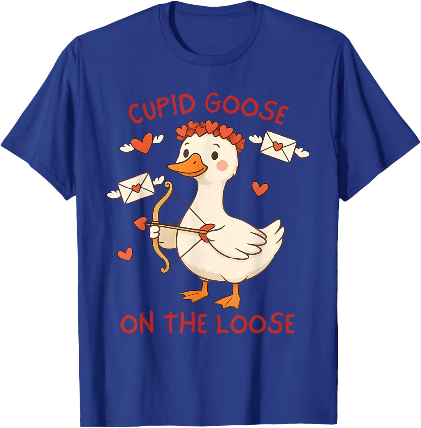 Cupid Goose On The Loose Funny Valentines Day Men Women Kids T-Shirt - T-Shirt | Royal