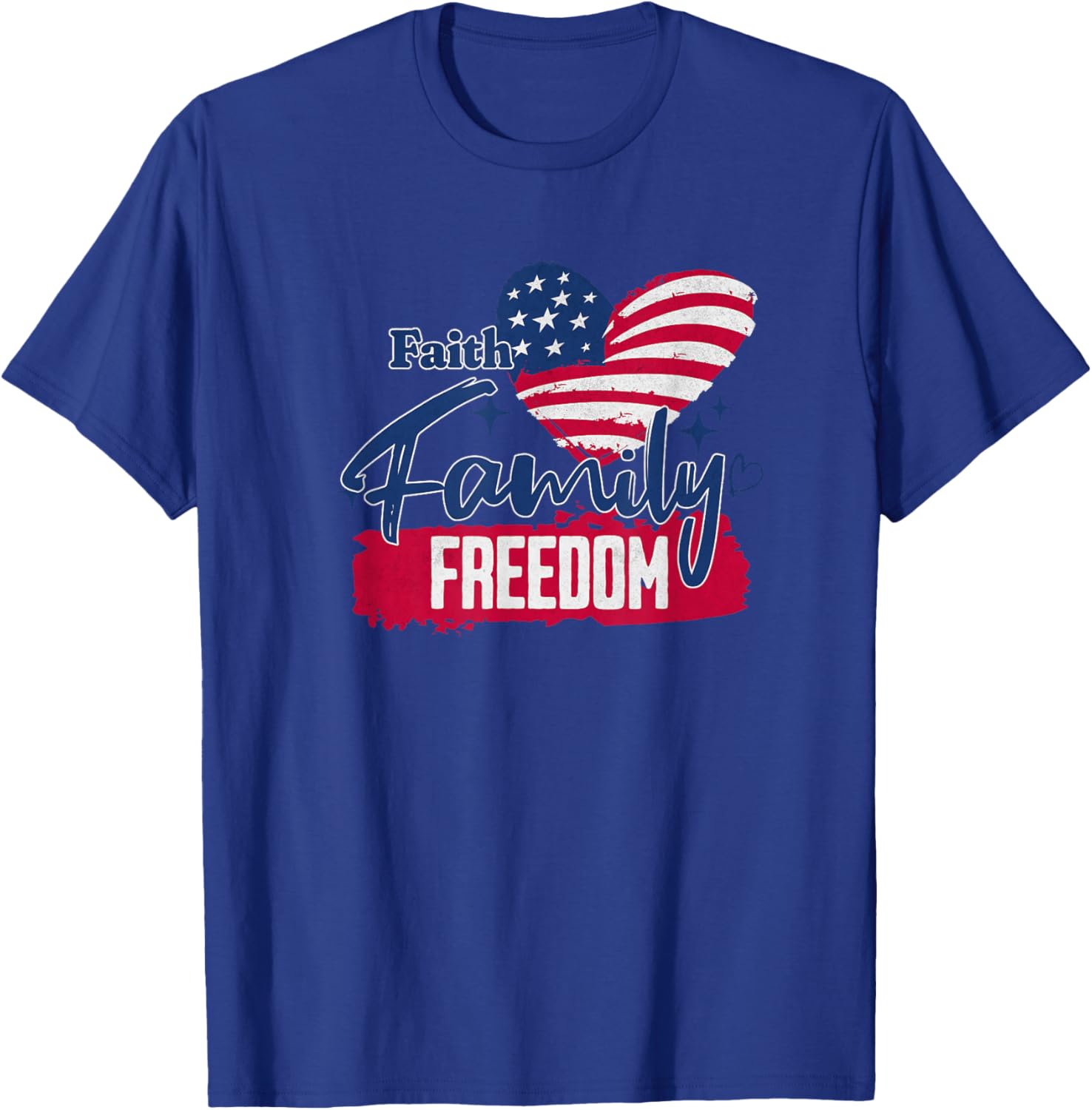 Faith Family Freedom American Flag T-Shirt - T-Shirt | Royal